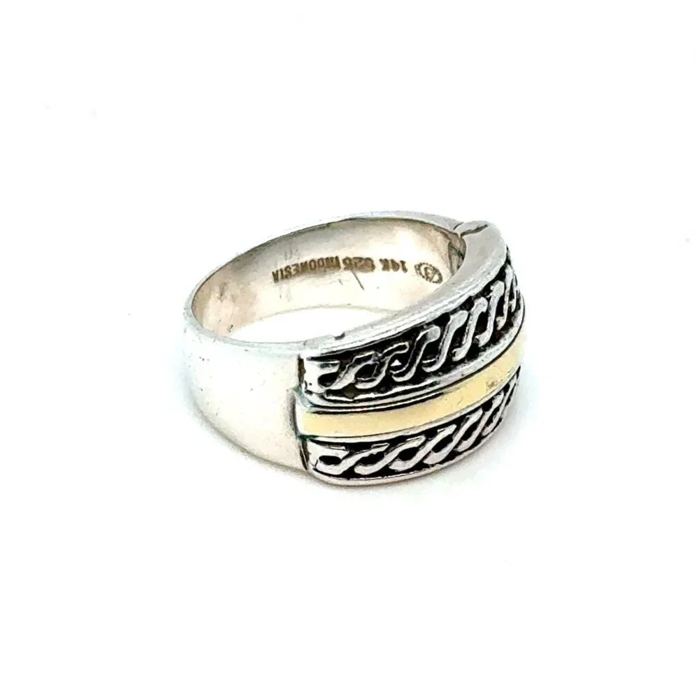 925 14K Two Tone Band Ring‎
